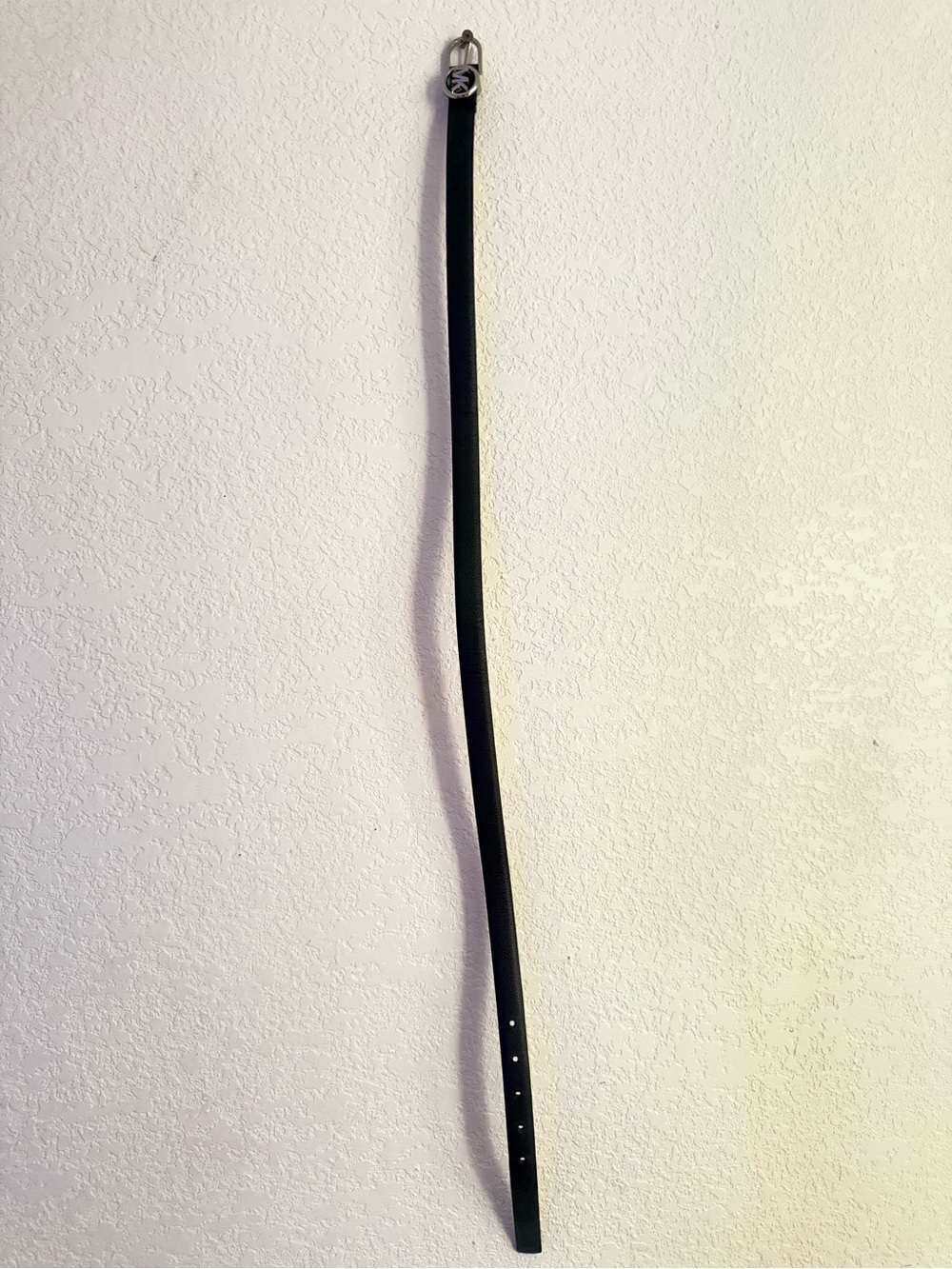 Michael Kors Black Leather Slim Logo Buckle Belt